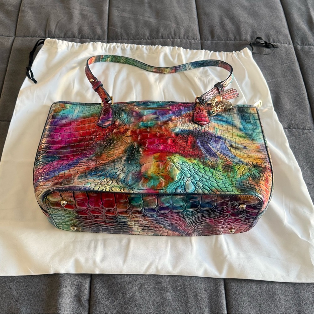Rare BRAHMIN Awestruck Melbourne Medium Asher Leather Tote Bag Rainbow Multi HTF - Picture 8 of 14